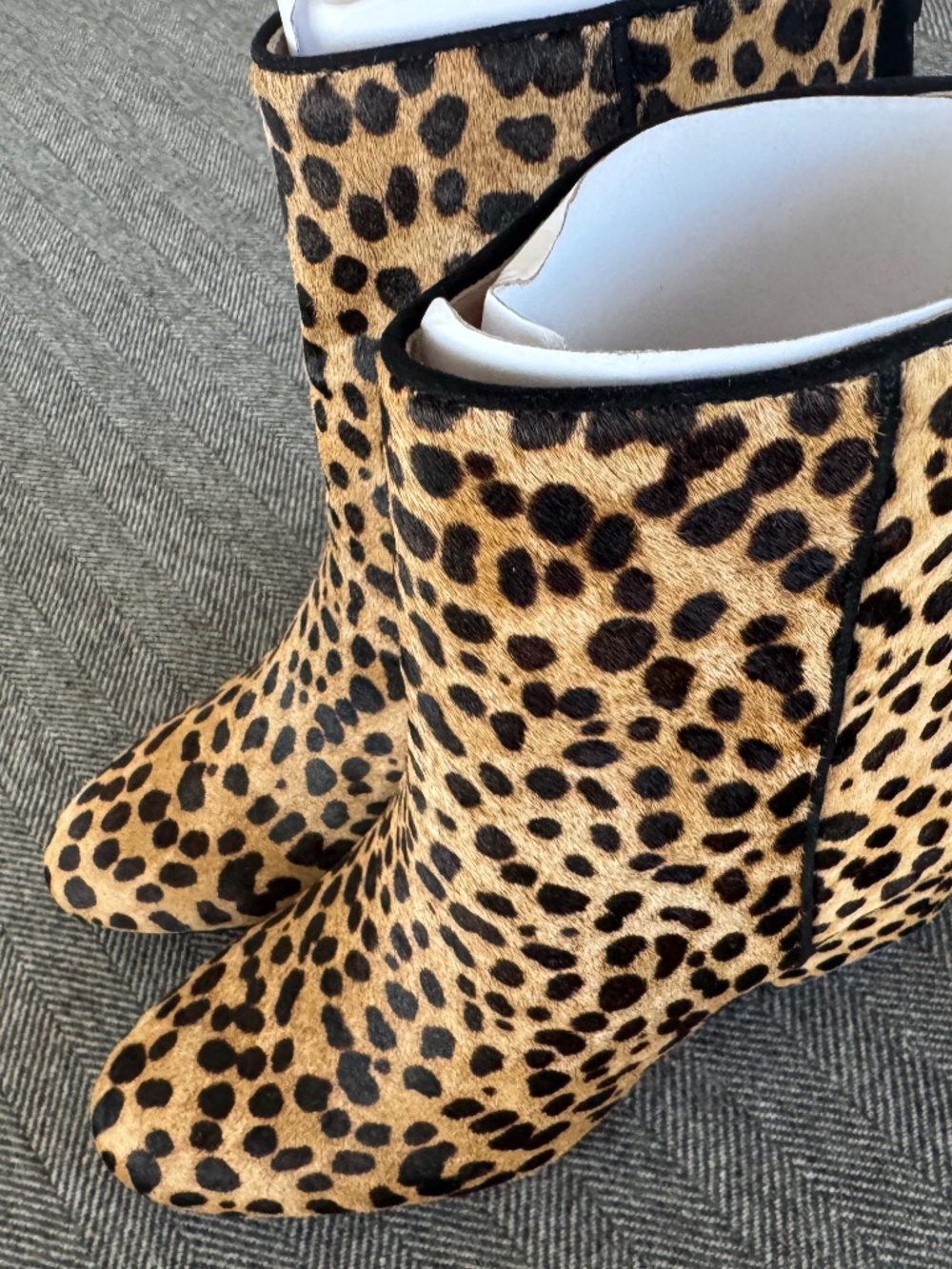 NWT, JCREW, DARLING SADIE ANKLE BOOTS, IN LEOPARD HAIR ON HIDE CALF HAIR